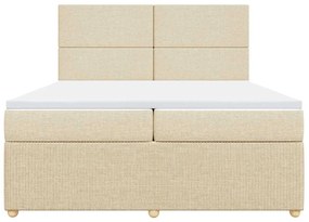 vidaXL Κρεβάτι Boxspring με Στρώμα Κρεμ 200x200 εκ. Υφασμάτινο