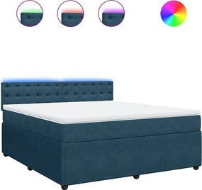 vidaXL Κρεβάτι Boxspring με Στρώμα Μπλε 180x200 εκ. Βελούδινο