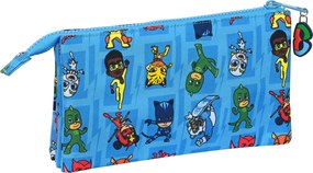 Τριπλή Κασετίνα PJ Masks Μπλε 22 x 12 x 3 cm