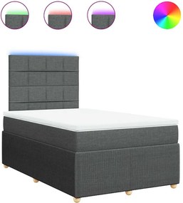 vidaXL Κρεβάτι Boxspring με Στρώμα Σκούρο Γκρι 120x200 εκ. Υφασμάτινο