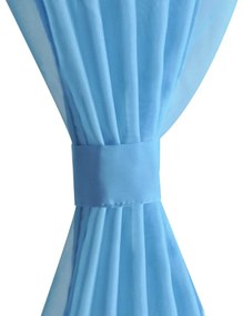 Τιρκουάζ ημιδιαφανής κουρτίνα 140 x 245 cm 2 τμχ