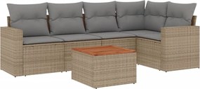 vidaXL Patio Sofa Set 5-θέσια Μικτό μπεζ και γκρι
