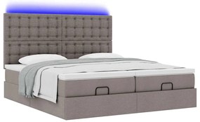 vidaXL Οθωμανικό κρεβάτι με στρώματα & LEDs Taupe 200x200cm ύφασμα