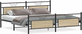 vidaXL Σκελετός Κρεβ. Χωρίς Στρώμα Sonoma Δρυς 200x200 εκ. Μεταλλικό
