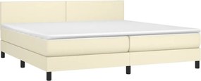 vidaXL Κρεβάτι Boxspring με Στρώμα &amp; LED Κρεμ 200x200 εκ. Συνθ. Δέρμα