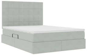 vidaXL Κρεβάτι με αποθηκευτικό χώρο και LED Ανοιχτό γκρι 140 x 200 cm