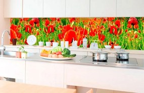 Αυτοκόλλητη φωτοταπετσαρία για κόκκινες παπαρούνες κουζίνας - 350x60