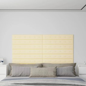 vidaXL Πάνελ Τοίχου 12 τεμ. Κρεμ 90 x 15 εκ. 1,62 μ² Συνθετικό Δέρμα