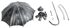 GloboStar UMBRELLA 01407 Vintage Industrial Κρεμαστό Φωτιστικό Οροφής Πολύφωτο Γκρι Σκουριά Μεταλλικό Φ58 x Υ60cm - 01407