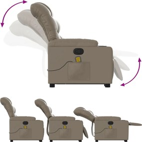 vidaXL Πολυθρόνα Μασάζ Ανακλινόμενη με Ανύψωση Καπουτσίνο Συνθ. Δέρμα