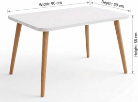 Τραπεζάκι Σαλονιού Λευκό LUGRO 90x50x55