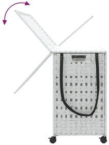 vidaXL Καλάθι Άπλυτων με Τροχούς Λευκό 66x35x60 εκ. από Ρατάν