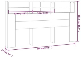 Κεφαλάρι Με Αποθηκευτικό Χώρο Γκρι Σκυροδ. 180x19x103,5 εκ. - Γκρι