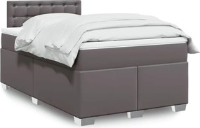 vidaXL Κρεβάτι Boxspring με Στρώμα Γκρι 120x200εκ. από Συνθετικό Δέρμα
