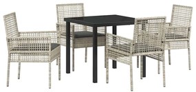 vidaXL Σέτ φαγητού για κήπο με μαξιλάρι 5 pcs Ανοιχτό γκρι Πολυ ράταν