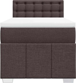 vidaXL Κρεβάτι Boxspring με Στρώμα Σκούρο Καφέ 90x200 εκ. Υφασμάτινο