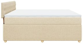 Κρεβάτι Boxspring με Στρώμα Κρεμ 180x200 εκ. Υφασμάτινο - Κρεμ