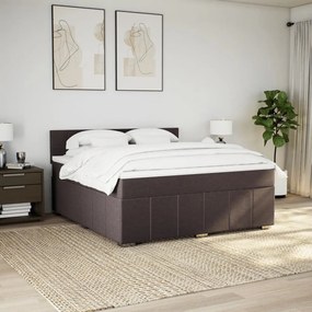 vidaXL Κρεβάτι Boxspring με Στρώμα Σκούρο Καφέ 180x200 εκ Υφασμάτινο