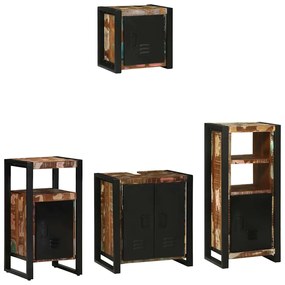 vidaXL Σετ Επίπλων Μπάνιου 4 pcs Πολύχρωμο Στερεό ανακτημένο ξύλο