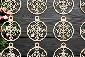 Σετ των 3 Intra απο ξύλο plywood 3mm-4mm πάχος Χριστουγεννιάτικο στολίδι Δίασταση 8x8 cm INTRAFABR-79666818