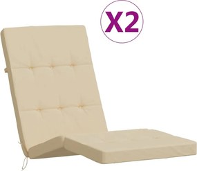 vidaXL Μαξιλάρια Ξαπλώστρας 2 τεμ. Μπεζ από Ύφασμα Oxford