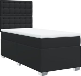 vidaXL Κρεβάτι Boxspring με Στρώμα Μαύρο 100x200εκ.από Συνθετικό Δέρμα