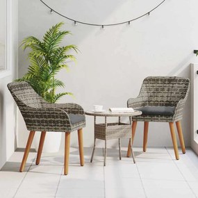 vidaXL Καρέκλα Κήπου 2 pcs Γκρι 55 x 62.5 x 82 εκ. συνθετικό ρατάν