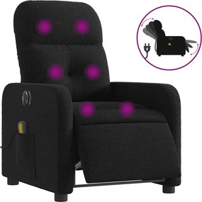 vidaXL Πολυθρόνα Μασάζ Ηλεκ. Ανακλινόμενη Μαύρη Υφασμάτινη