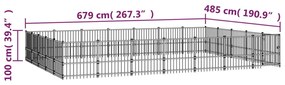 vidaXL Κλουβί Σκύλου Εξωτερικού Χώρου 32,93 μ² από Ατσάλι