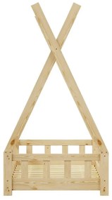 Κρεβάτι παιδικό Noam τύπου Montessori με κιγκλίδωμα ξύλο πεύκου φυσικό 70x140 εκ. 70x140x141 εκ.