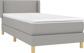 vidaXL Κρεβάτι Boxspring με Στρώμα Ανοιχτό Γκρι 80x200 εκ. Υφασμάτινο