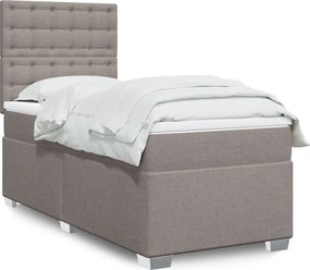 vidaXL Κρεβάτι Boxspring με Στρώμα Taupe 90x190 εκ.Υφασμάτινο