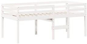 vidaXL Κρεβάτι Υπερυψωμένο με Οροφή Λευκό 90x190 εκ. Μασίφ Ξύλο Πεύκου