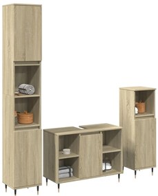 Σετ Επίπλων Μπάνιου 3 Τεμαχίων Sonoma Δρυς Επεξεργασμένο Ξύλο