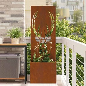 vidaXL Γλάστρα Κήπου με Διακοσμητική Πάνελ Σκ rusty 50 x 140 cm