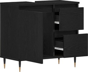 vidaXL Ντουλάπι Μπάνιου Μαύρη Οξυά 65 x 33 x 60 εκ Επεξεργασμένο Ξύλο