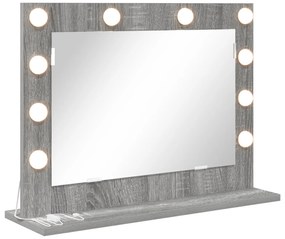 vidaXL Καθρέφτης Vanity  Γκρι Sonoma MDF, Γυαλί 60 x 45 x 18 εκ.