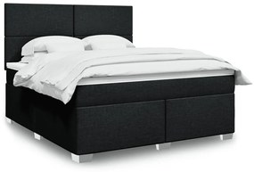 vidaXL Κρεβάτι Boxspring με Στρώμα Μαύρο 180x200 εκ. Υφασμάτινο