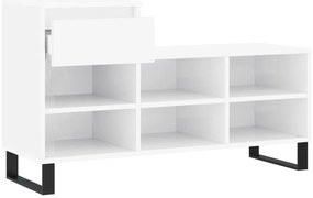 vidaXL Παπουτσοθήκη Γυαλιστερό Λευκό 102x36x60 εκ. Επεξεργασμένο Ξύλο