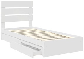 vidaXL Κρεβάτι Αποθήκης Λευκό 75 x 190 cm Επεξεργασμένο ξύλο