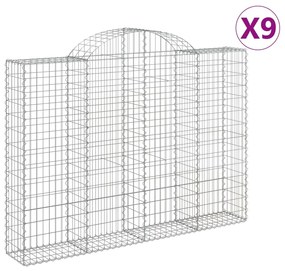 vidaXL Συρματοκιβώτια Τοξωτά 9 τεμ. 200x30x140/160 εκ. Γαλβαν. Ατσάλι