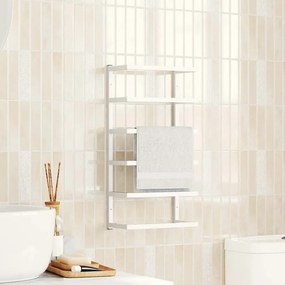 vidaXL Βάση για Πετσέτες Επιτοίχια Λευκή 24 x 12 x 48 εκ. Ατσάλινη