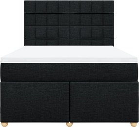 vidaXL Κρεβάτι Boxspring με Στρώμα Μαύρο 140x200 εκ. Υφασμάτινο