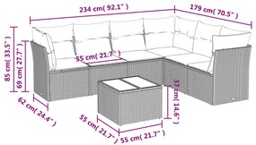 vidaXL Καναπές Σετ 7 Τεμαχίων Μαύρο Συνθετικό Ρατάν με Μαξιλάρια