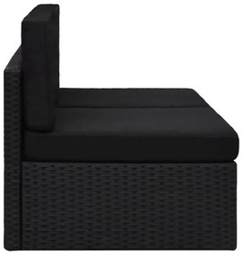 vidaXL Καναπές Αρθρωτός Διθέσιος Μαύρος από Συνθετικό Ρατάν