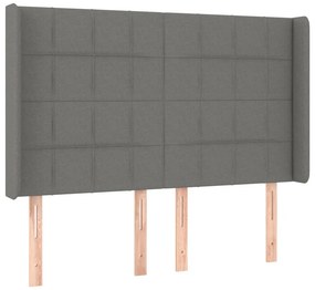 vidaXL Κρεβάτι Boxspring με Στρώμα &amp; LED Σκ.Γκρι 140x190εκ. Υφασμάτινο