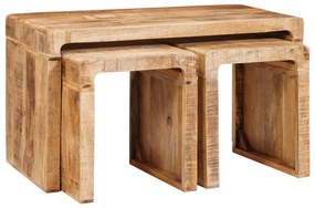 vidaXL Τραπέζια άκρης 3 pcs Καφέ Μασίφ ξύλο μάνγκο