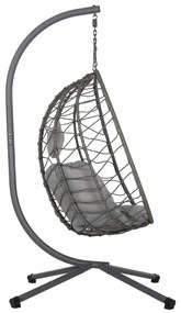ΚΡΕΜΑΣΤΗ ΠΟΛΥΘΡΟΝΑ ΦΩΛΙΑ MILLIE  ΜΕΤΑΛΛΟ-ΣΥΝΘ.RATTAN ΓΚΡΙ 90x75x190Υεκ.