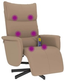 vidaXL Πολυθρόνα Μασάζ Ανακλινόμενη με Υποπόδιο Καπουτσίνο