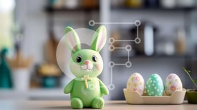 Intra Συλλεκτικό Ξύλινο Παζλ Plywood 4mm - Πασχαλινό ειδώλιο λαγουδάκι και δίσκος αυγών Σε Ξύλινο Κουτί - Διαστάσεις Puzzle: 10x10 cm – 25 κομμάτια